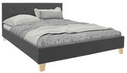 Κρεβάτι Mago pakoworld ύφασμα σε ανθρακί απόχρωση με ξύλινο πόδι 160x200εκ