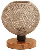 BOWL 204-0087 Μοντέρνο Eπιτραπέζιο Φωτιστικό Μονόφωτο 1 x E27 IP20 Καφέ Ξύλο με Μπεζ Σνοινί-Μ19 x Π19 x Υ22cm Globostar-204-0087 204-0087