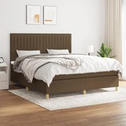 Κρεβάτι Boxspring με Στρώμα Σκούρο Καφέ 160x200 εκ Υφασμάτινο - Καφέ