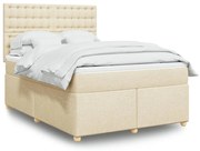 Κρεβάτι Boxspring με Στρώμα Κρεμ 160x200 εκ. Υφασμάτινο - Κρεμ