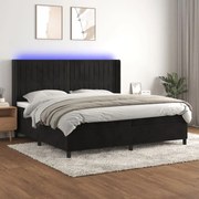 ΚΡΕΒΑΤΙ BOXSPRING ΜΕ ΣΤΡΩΜΑ &amp; LED ΜΑΥΡΟ 200X200 ΕΚ. ΒΕΛΟΥΔΙΝΟ 3139705