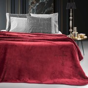 Κουβέρτα Βελουτέ Logo Burgundy Guy Laroche Μονό 160x220cm Πολυέστερ