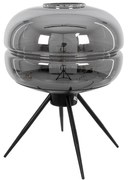 00738 GloboStar®  JAVAN 00738 Μοντέρνο Επιτραπέζιο Φωτιστικό Πορτατίφ Μονόφωτο 1 x E27 IP20 Ασημί Γυαλί με Μαύρο Μέταλλο - Μ30 x Π30 x Υ19cm