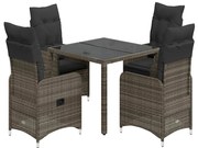 vidaXL Σετ Επίπλων Bistro Κήπου 5 τεμ. Γκρι Συνθετ. Ρατάν με Μαξιλάρια