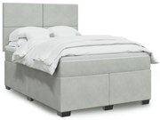 vidaXL Κρεβάτι Boxspring με Στρώμα Ανοιχτό Γκρι 140x190 εκ. Βελούδινο