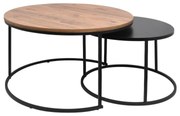 Σετ 2 Τραπεζάκια Γωνίας Roundel Fylliana Χρώμα Wood 80 εκ. 80x80x45 εκ.