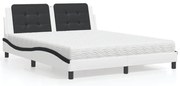 vidaXL Κρεβάτι με Στρώμα Μαύρο/Λευκό 160x200 εκ. από Συνθετικό Δέρμα