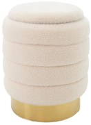 Σκαμπό-μπαούλο Dazzle μπουκλέ cream-χρυσό Φ36x44εκ 36x36x44 εκ.