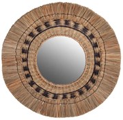 Καθρέπτης Τοίχου HM7834 Φ70cm Με Πλαίσιο Grass Natural-Black Grass