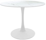 Τραπέζι Balou I pakoworld MDF λευκό μαρμάρου Φ120x75εκ