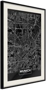 Αφίσα - City Map: Munich (Dark) - 40x60 - Μαύρο - Με πασπαρτού