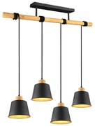 Φωτιστικό Οροφής - Ράγα Harris 312700432 4xE27 40W Φ18cm 87x150cm Natural-Black Trio Lighting Μέταλλο,Ξύλο