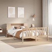 vidaXL Κρεβάτι Βιβλιοθήκη Χωρίς Στρώμα 135x190 εκ Μασίφ Ξύλο Πεύκου