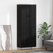 vidaXL Highboard Μαύρη Οξυά 69,5 x 34 x 180 εκ. Επεξεργασμένο ξύλο