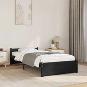 vidaXL Πλαίσιο Κρεβατιού Μαύρο 75 x 190εκ. από Μασίφ Ξύλο Small Single