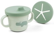 Ποτηράκι εκπαίδευσης Done By Deer Spout+Snack Cup Croco Green