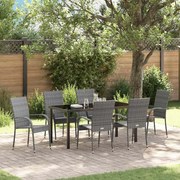 vidaXL Σέτ φαγητού για κήπο 7 pcs Γκρι Πολυ ράταν
