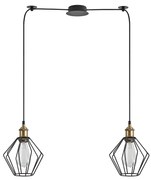 SE21-BR-10-BL2-GR1 MAGNUM Bronze Metal Pendant Black Metal Grid with Black Fabric Cable+