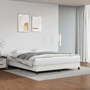 Κρεβάτι Boxspring με Στρώμα Λευκό 160x200εκ.από Συνθετικό Δέρμα - Λευκό