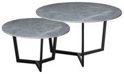 WOODWELL ΕΜ9604,S2TEDDY Set-2 Τραπεζάκια Σαλονιού-Καθιστικού, Μέταλλο Μαύρο, Απόχρωση Cement Φ.80 H.45cm + Φ.60 H.35cm ΕΜ9604,S2