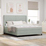vidaXL Κρεβάτι με Στρώμα Light Grey 180x200 cm Βελούδο