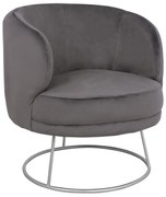 Πολυθρόνα ARIEN C8403.01 Γκρί Βελούδο με Ασημί Βάση 80x75x82Υ εκ. 80x75x82 εκ.
