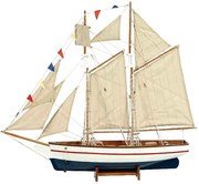 Ξύλινο Καράβι Ιστιοφόρο Cutty Sark 50x9,5xH45cm,Χρώμα Λευκό-Μπλε 31095