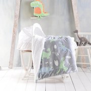 Κουβέρτα Βρεφική Flannel Fleece Με Sherpa Dinoland Grey Ρυθμός Αγκαλιάς 80x110cm Sherpa