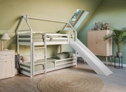 Λευκή κουκέτα PL 90x200 με τσουλήθρα LN 7544