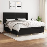 Κρεβάτι Boxspring με Στρώμα Μαύρο 180x200 εκ. Υφασμάτινο - Μαύρο