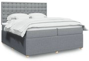 vidaXL Κρεβάτι Boxspring με Στρώμα Ανοιχτό Γκρι 200x200 εκ. Υφασμάτινο