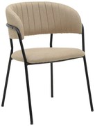 Καρέκλα Morel pakoworld μπεζ ύφασμα-πόδι μαύρο μέταλλο 55x55x76εκ