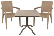 Τραπεζαρία Groovy-Halcyon σετ 3τεμ PP cappuccino 80x80x74,5εκ. 80x80x74.5 εκ.
