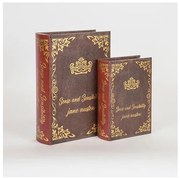 Διακοσμητικά Κουτιά Βιβλία Ξύλινα καφέ & Κόκκινο Σετ 2τμχ 19x7x27cm 752-17045 Estheti-752-17045-Καφέ 752-17045