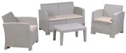 SAVANNA Set Σαλόνι Κήπου Βεράντας K/D, PP-UV Sand Grey Μαξιλάρια Μπεζ  Table Sofa 2Seater 2 Armchairs [-Γκρι-] [-PP - PC - ABS-] Ε352,1