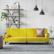 vidaXL Καναπές Κρεβάτι με Μπράτσα Κίτρινος Βελούδινος