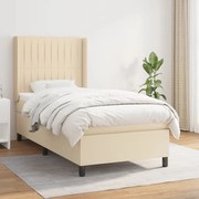 vidaXL Κρεβάτι Boxspring με Στρώμα Κρεμ 90x190 εκ.Υφασμάτινο