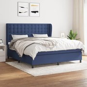 vidaXL Κρεβάτι Boxspring με Στρώμα Μπλε 160x200 εκ. Υφασμάτινο