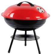 KMT Style Στρογγυλή Φορητή Ψησταριά Κάρβουνου για BBQ 38x38εκ. Μαύρη-Κόκκινη