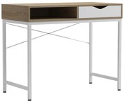 Intrahome Γραφείο εργασίας Kama Intrahome σε sonoma-λευκή απόχρωση με λευκά μεταλλικά πόδια 95x48x76εκ | SKU: INTRAPA-341111173