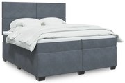 vidaXL Κρεβάτι Boxspring με Στρώμα Σκούρο Γκρι 200x200 εκ. Βελούδινο