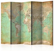 Διαχωριστικό με 5 τμήματα - Turquoise World Map  [Room Dividers] 225x172