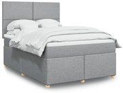 Κρεβάτι Boxspring με Στρώμα Ανοιχτό Γκρι 140x200 εκ. Υφασμάτινο - Γκρι