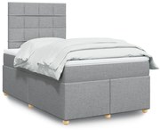 Κρεβάτι Boxspring με Στρώμα Ανοιχτό Γκρι 120x200 εκ. Υφασμάτινο 3291247
