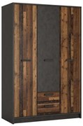 Ντουλάπα Τρίφυλλη Nebraska 161325839 128x60x196cm Anthracite-Dark Brown Τρίφυλλη