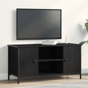 vidaXL Ράφι Τηλεόρασης Μαύρο Δρύινο 100x40x50 εκ. Κατασκευασμένο από Ξύλο και Χάλυβα