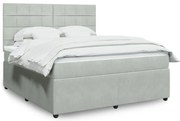 vidaXL Κρεβάτι Boxspring με Στρώμα Ανοιχτό Γκρι 180x200 εκ. Βελούδινο
