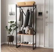 Έπιπλο εισόδου - Κρεμάστρα Zula Megapap μεταλλική - μελαμίνης μαύρο - pine oak 66x30x160εκ. GP041-0027,2-GP041-0027,2-Καφέ GP041-0027,2