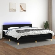 Κρεβάτι Boxspring με Στρώμα &amp; LED Μαύρο 200x200 εκ. Υφασμάτινο