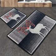 Πατάκια Μπάνιου Elafa 359CHL5253 (Σετ 2τμχ) Black-White L'essentiel Maison 60x100cm Πολυέστερ